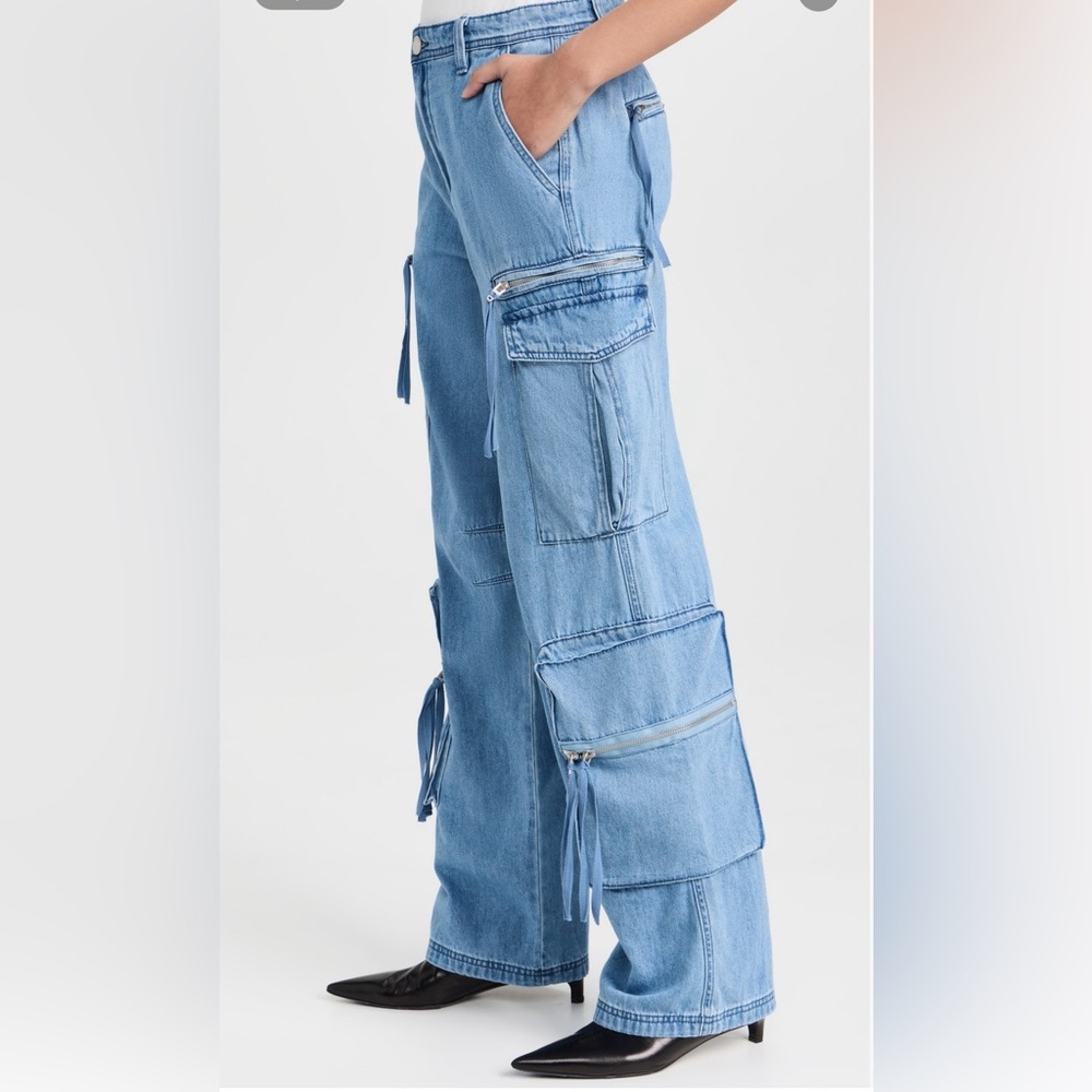 Light Blue Cargo Jeans with Zipper Pockets